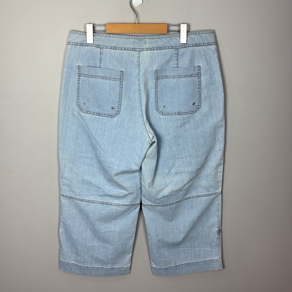 b.u.m equipment Wide Leg Sailor 70's Jean Capri's Light Blue Wash Missy 14 - Picture 3 of 9
